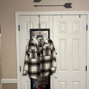 NOBO Brown and White Plaid Hooded Jacket